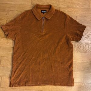 Men’s Large - burnt orange terry cloth polo
